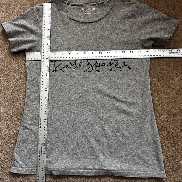 Kate Spade String Lights Logo Holiday Short Sleeve Tee - Picture 6 of 8